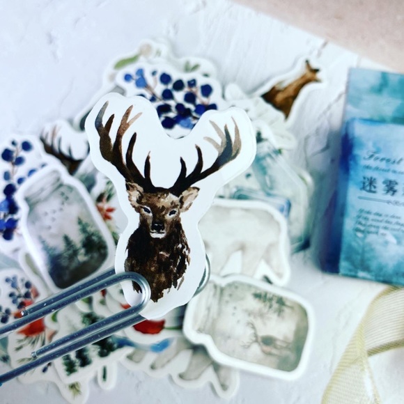 Majestic Elk, Winter Forest, Berries, Mason Jars, 46 Stickers - Picture 6 of 10